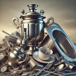 ضایعات استیل (سماور + سینک ظرفشویی + قاشق چنگال)